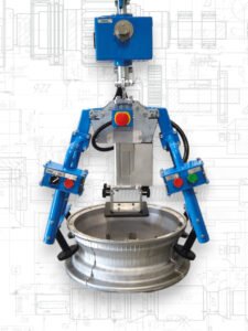 EOS pneumatyczny manipulator - system mocowania obręczy koła