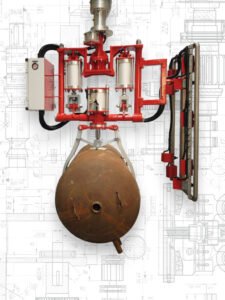 Sistema presa pinza pneumatica inclinazione 90° di bombole